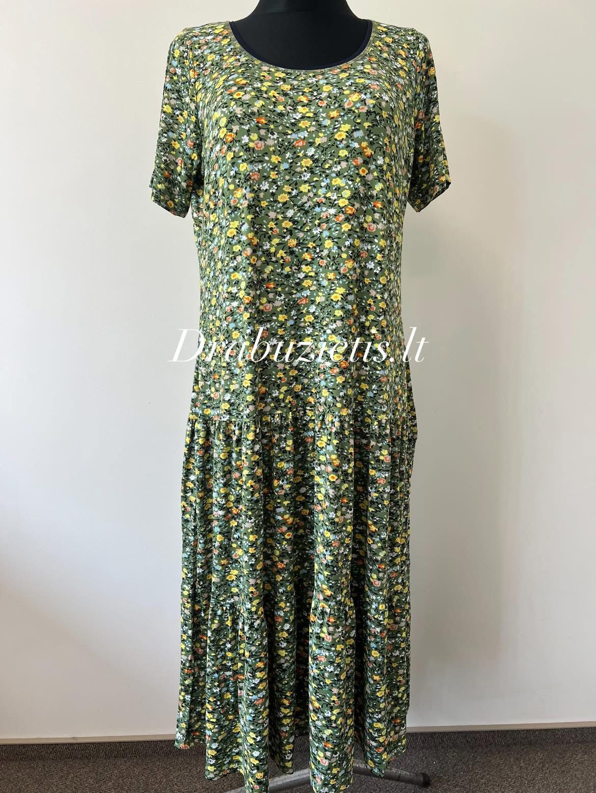Žalia gėlėta suknelė 3XL