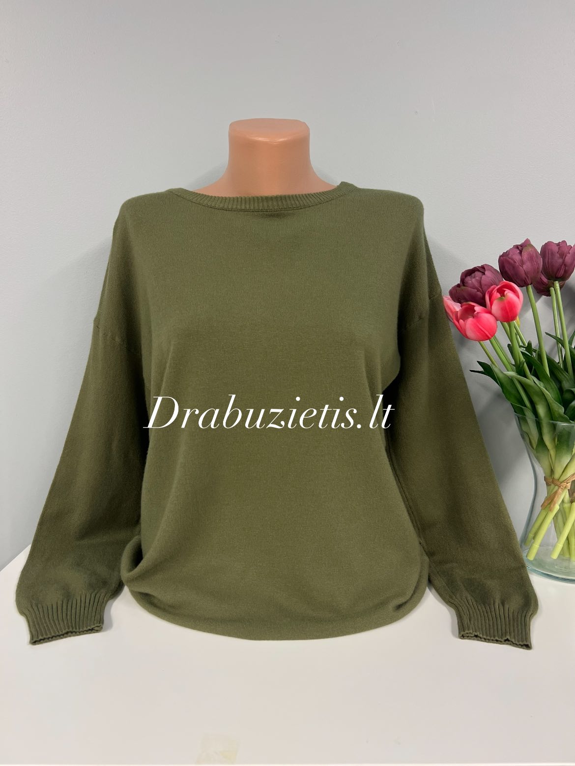 Chaki spalvos megztinis 2/3XL