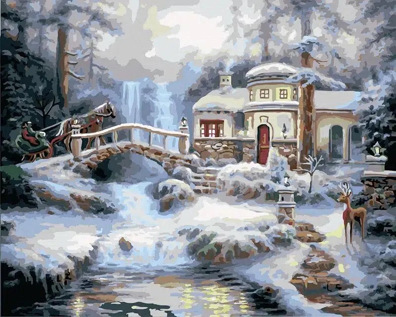 Tapyba pagal skaičius - Žiema 40x50 cm