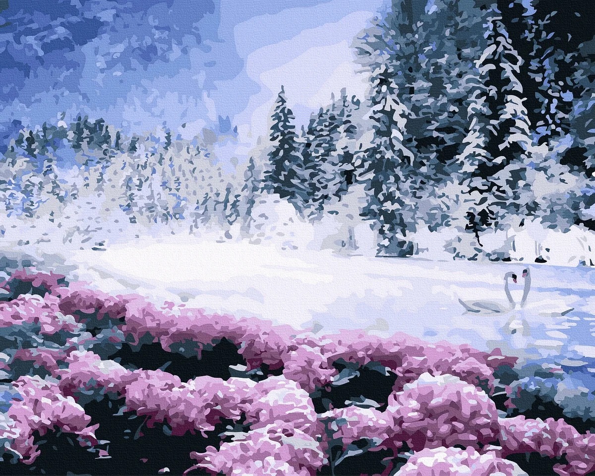 Tapyba pagal skaičius - Žiemos eglės 40x50 cm