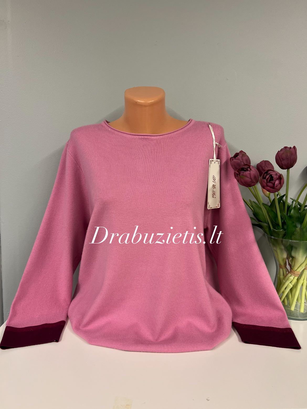 Šviesiai rožinis megztinis L/XL krūtinei iki 116cm