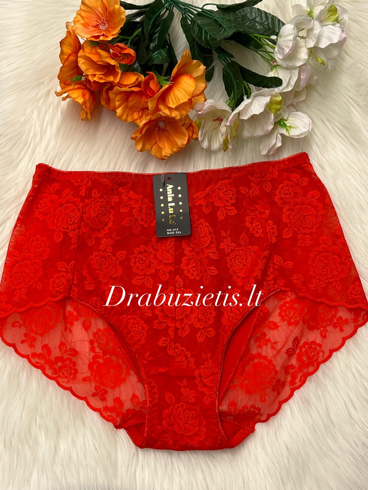 Raudonos kelnaitės su gėlių raštu 3XL