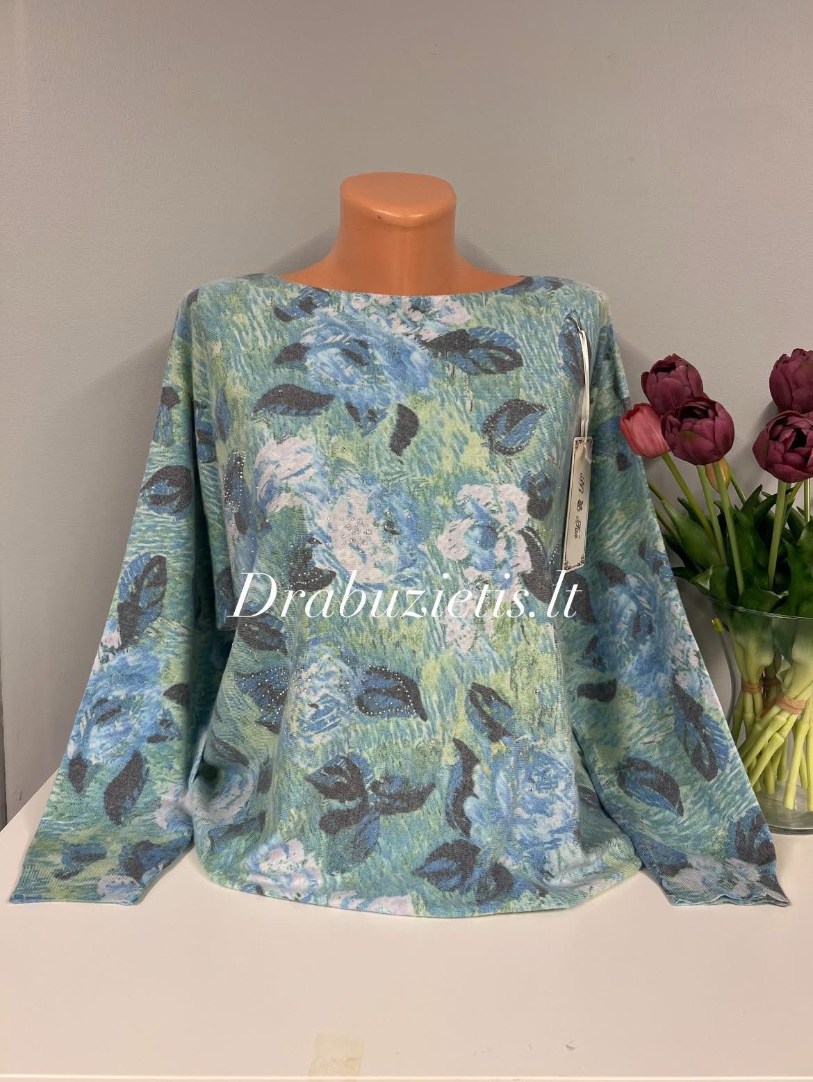 Melsvas megztinis M/L krūtinei iki 134cm