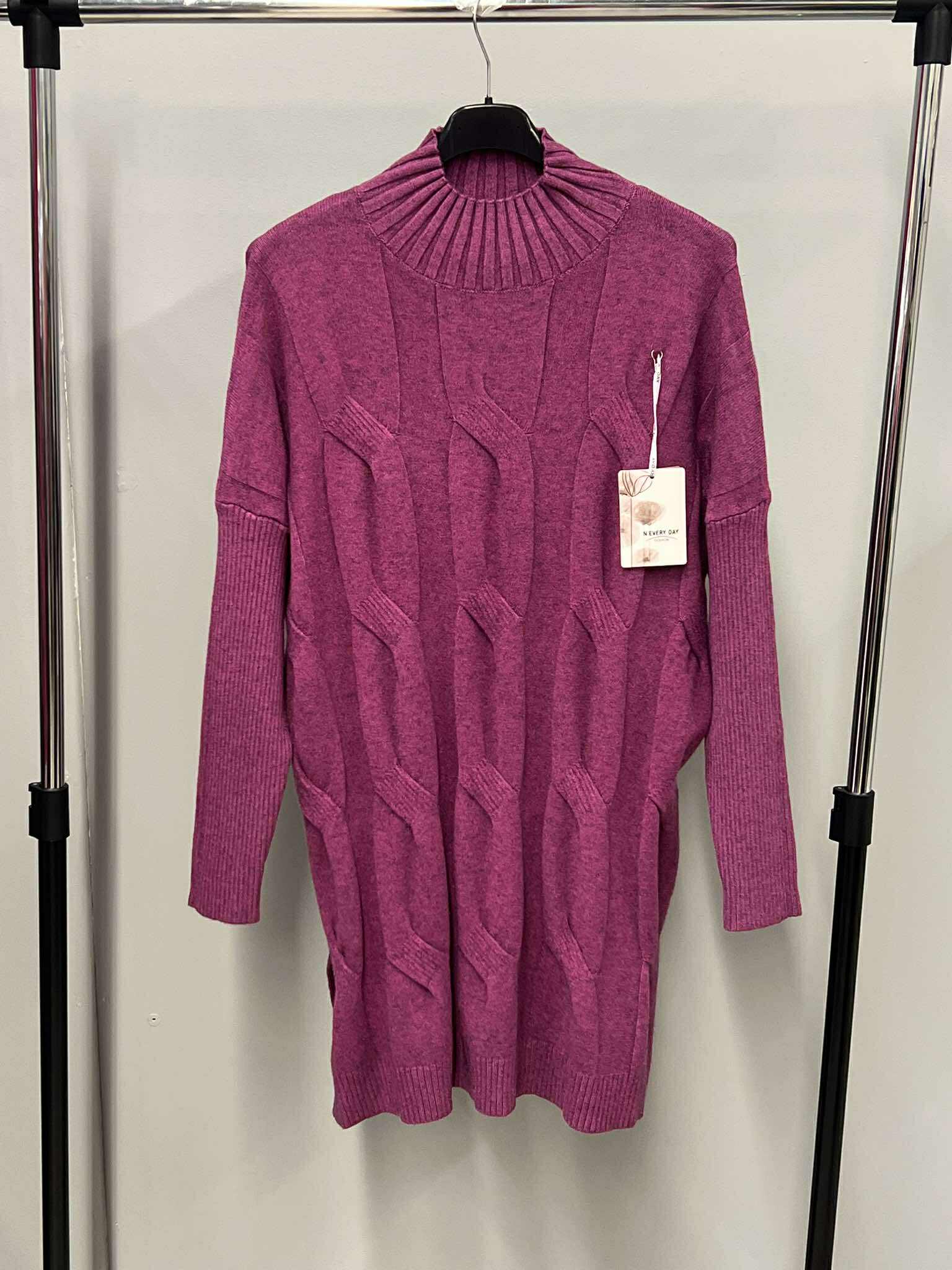 Alyvinės spalvos ilgas megztinis S/M krūtinei iki 130cm