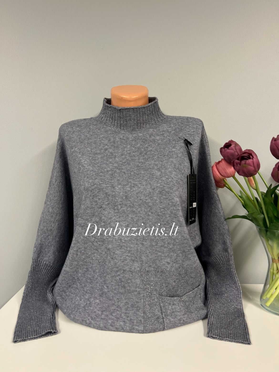 Pilkas megztinis L/XL krūtinei iki 126cm
