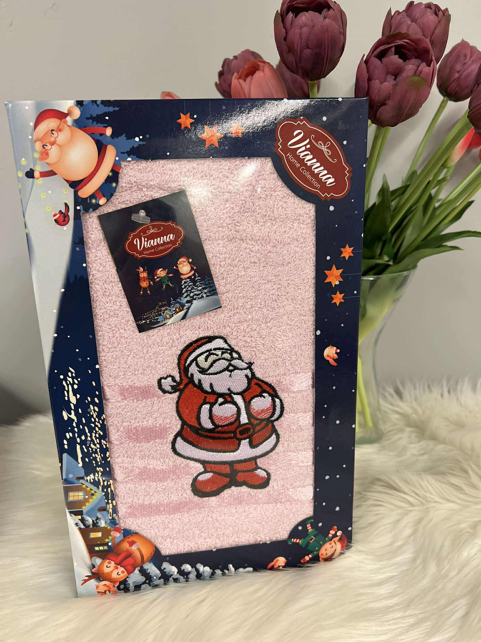 Rausvas rankšluostis 50x90cm