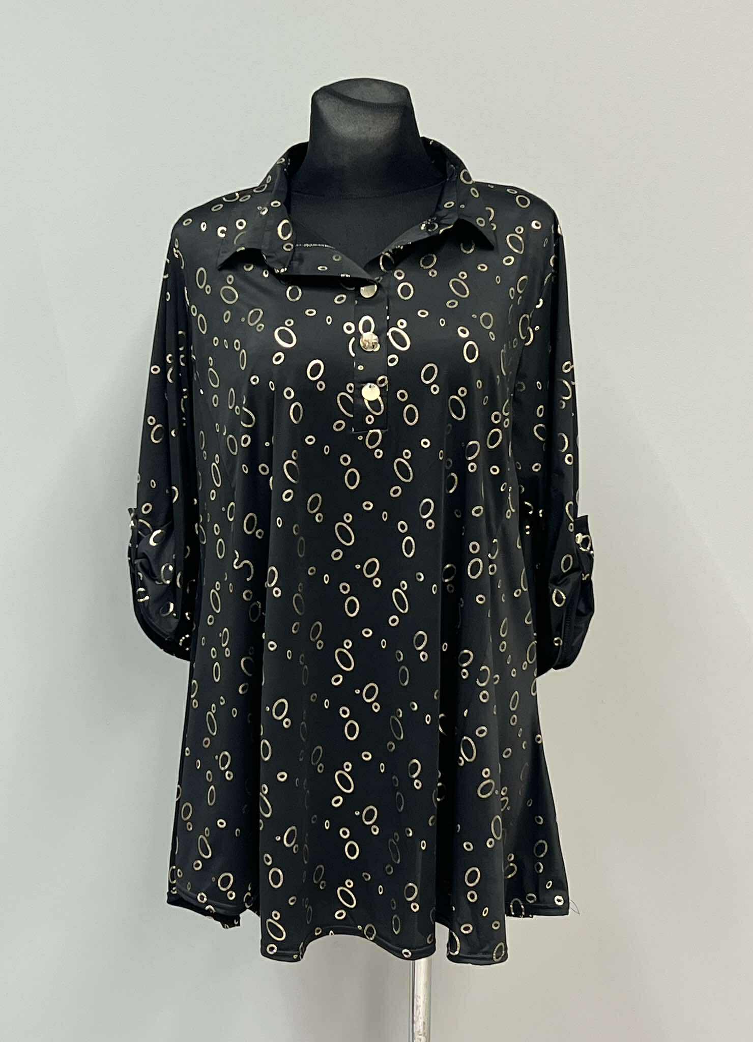 Juoda raštuota tunika krūtinei iki 134cm