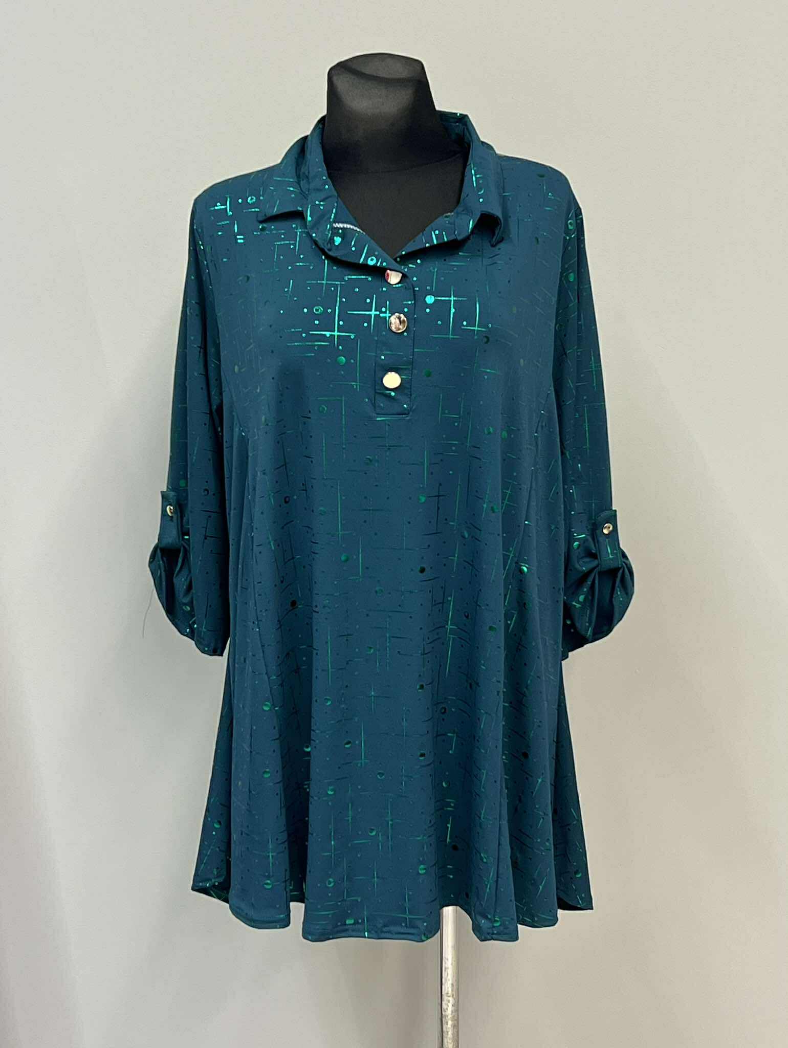 Žalsva raštuota tunika krūtinei iki 134cm