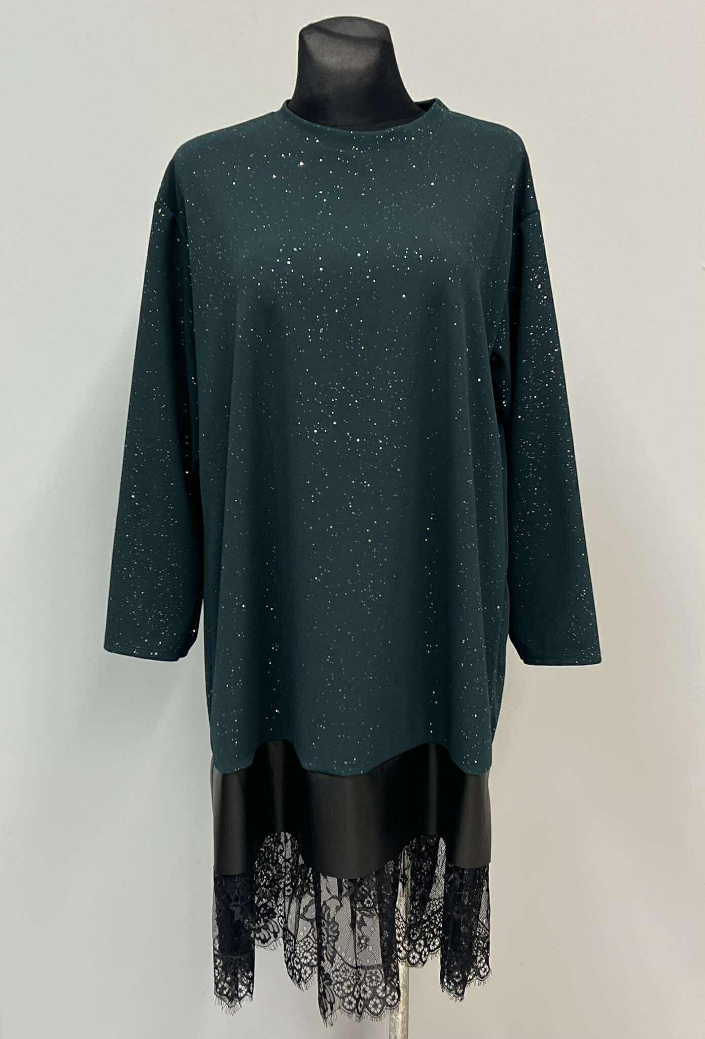 Žalia blizgi suknelė krūtinei iki 120cm