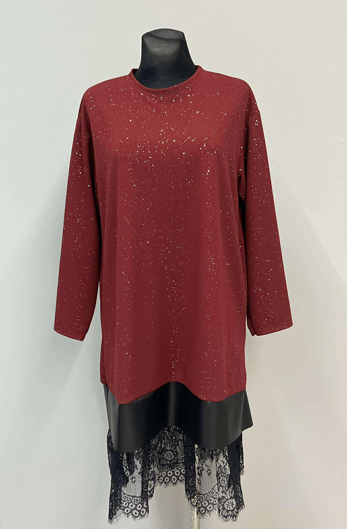 Bordo spalvos blizgi suknelė krūtinei iki 120cm