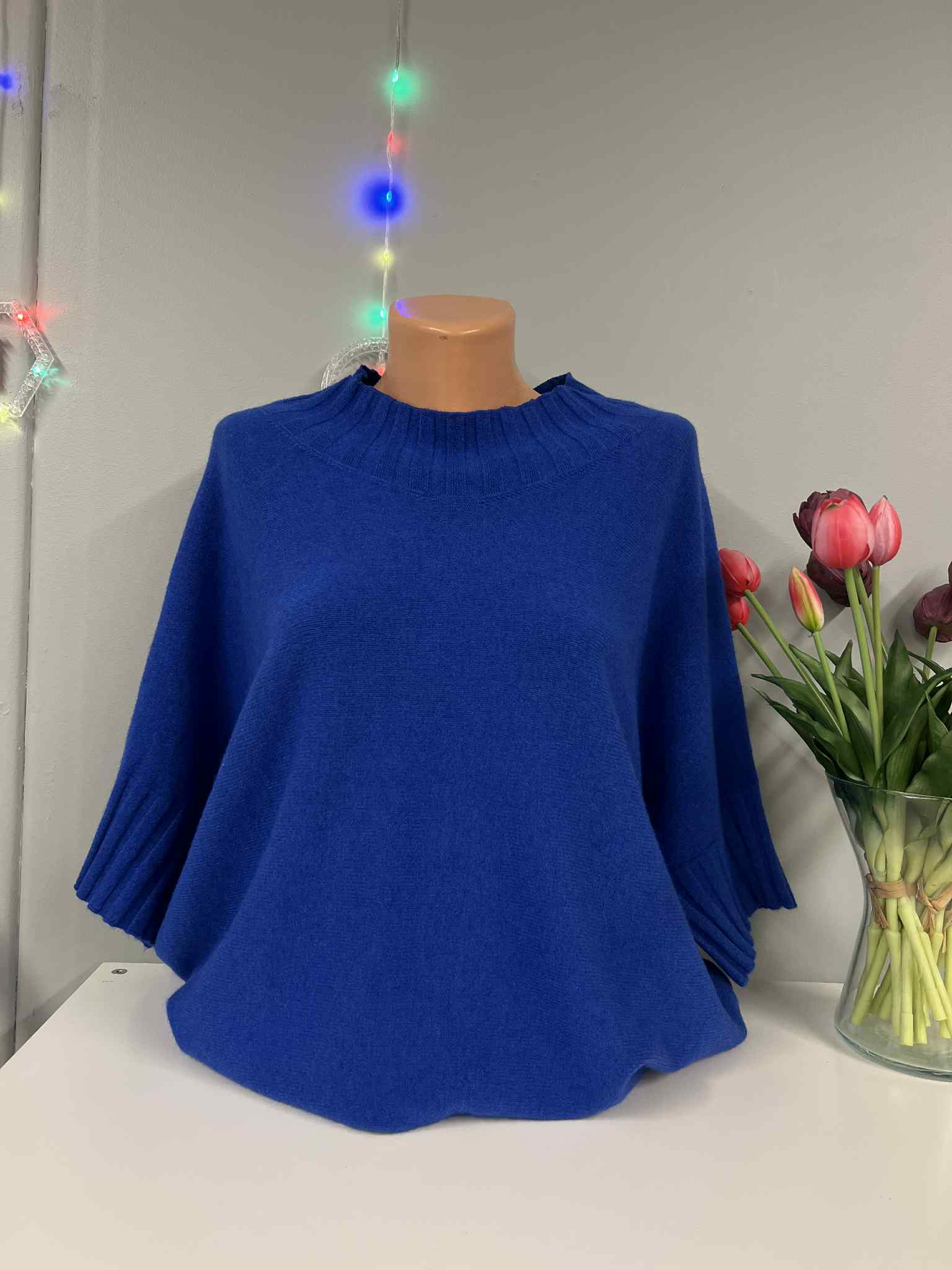 Mėlynas megztinis XL krūtinei iki 140cm