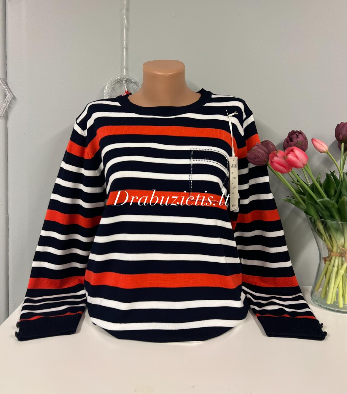 Dryžuotas megztinis XL/2XL krūtinei iki 116cm