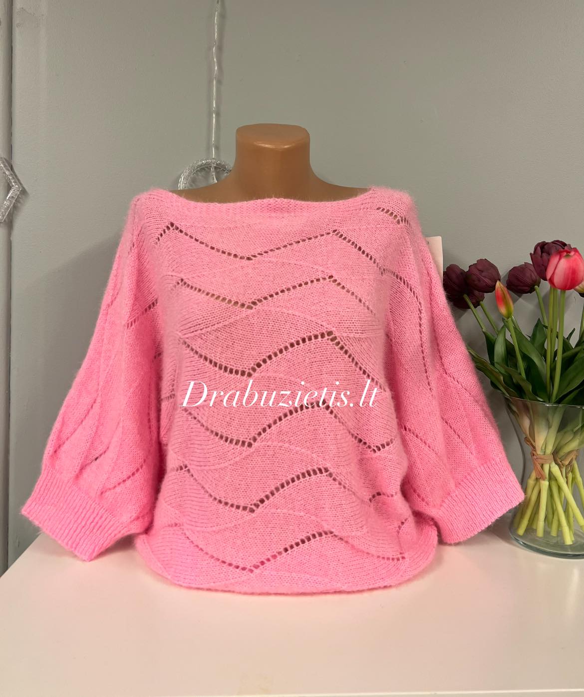 Rožinis megztinis krūtinei iki 130cm