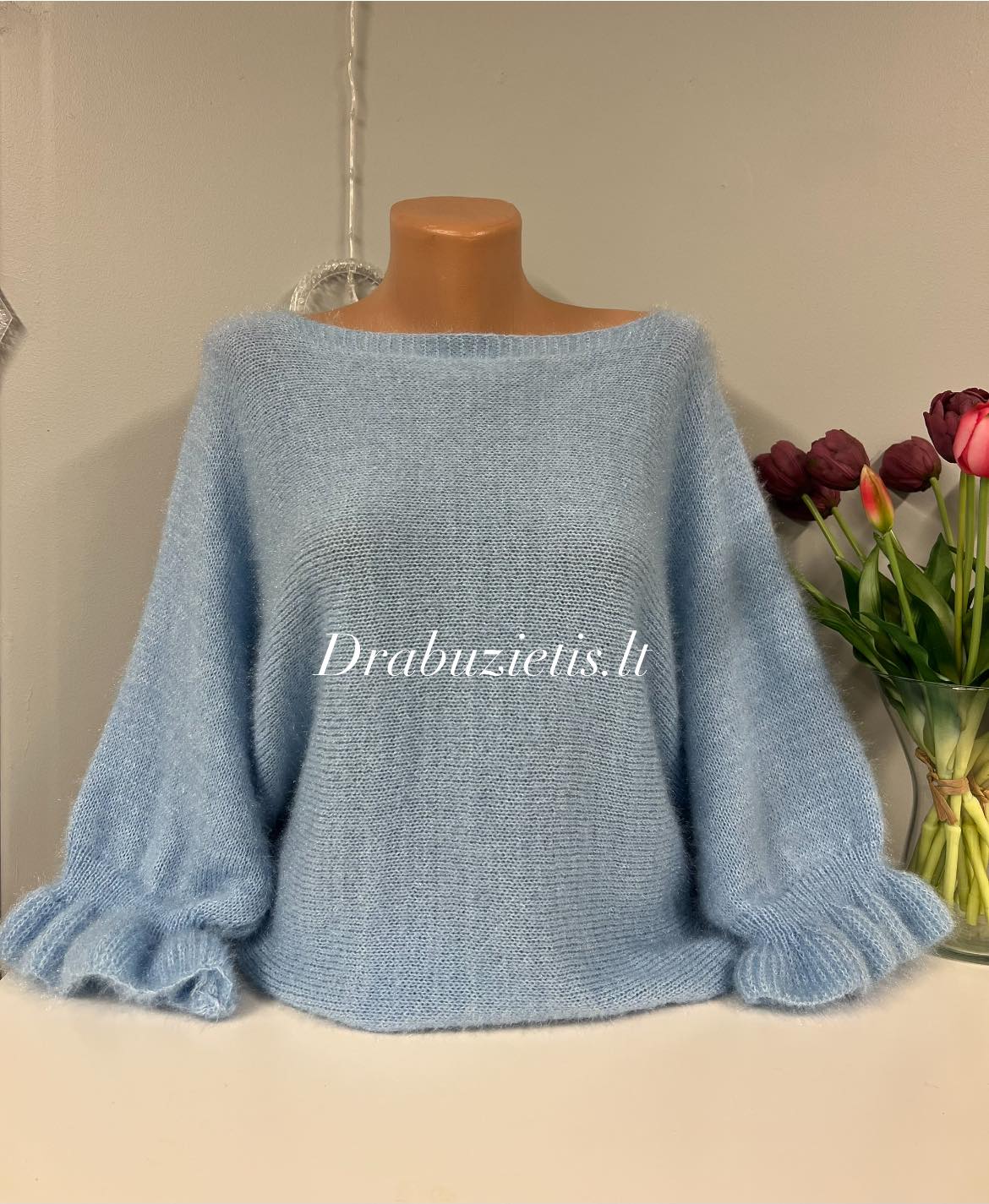 Žydras megztinis krūtinei iki 125cm