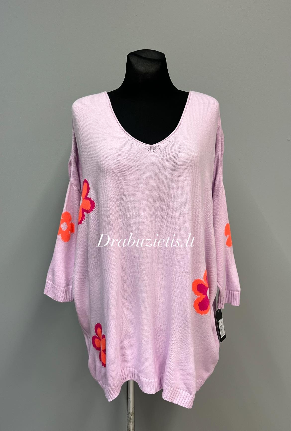 Ilgas gėlėtas megztinis krūtinei iki 150cm