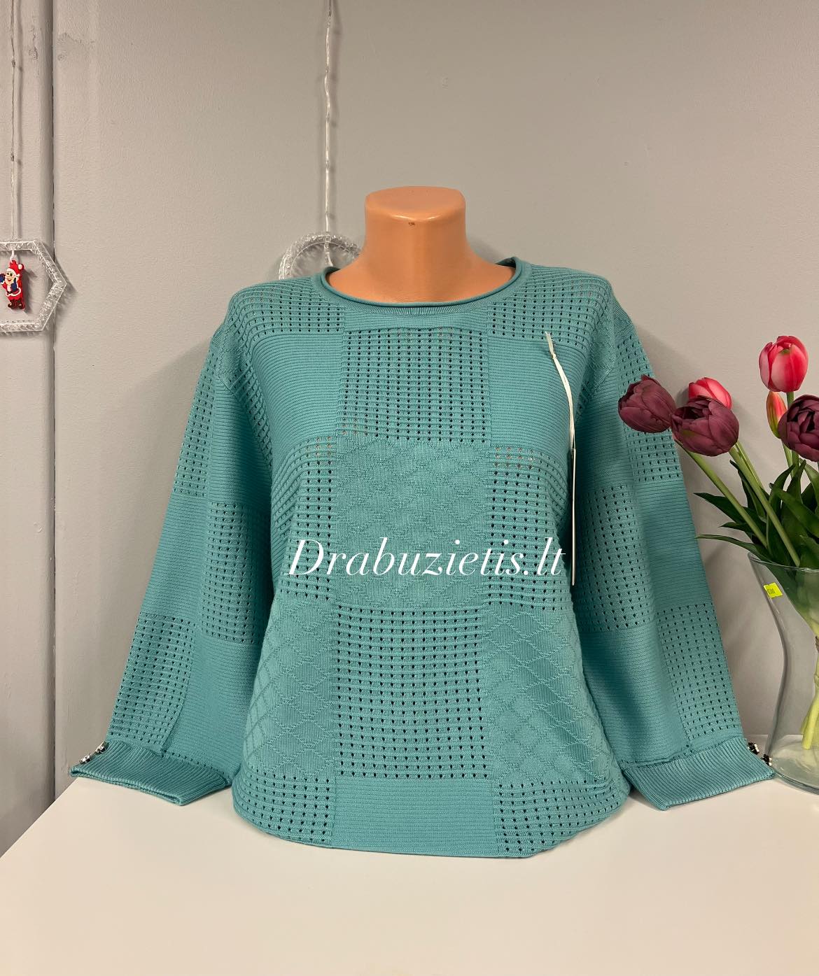 Žydras megztinis XL/2XL krūtinei iki 120cm