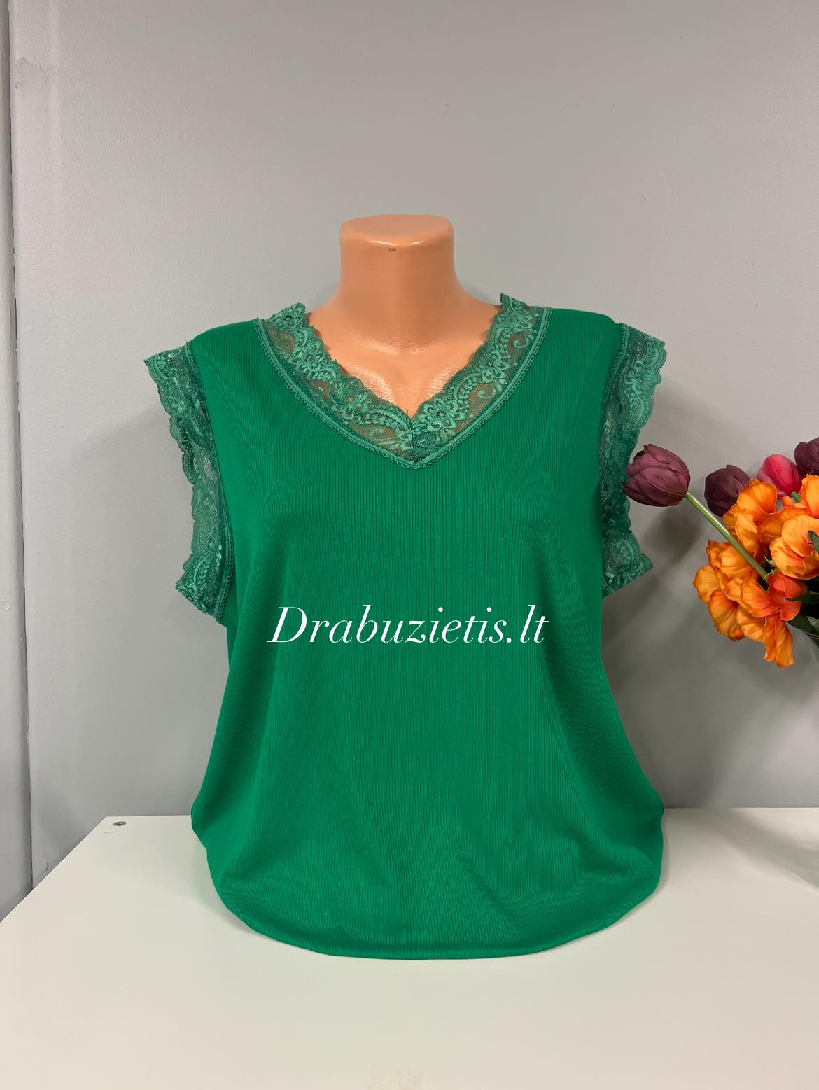 Žalia palaidinė krūtinei iki 124cm